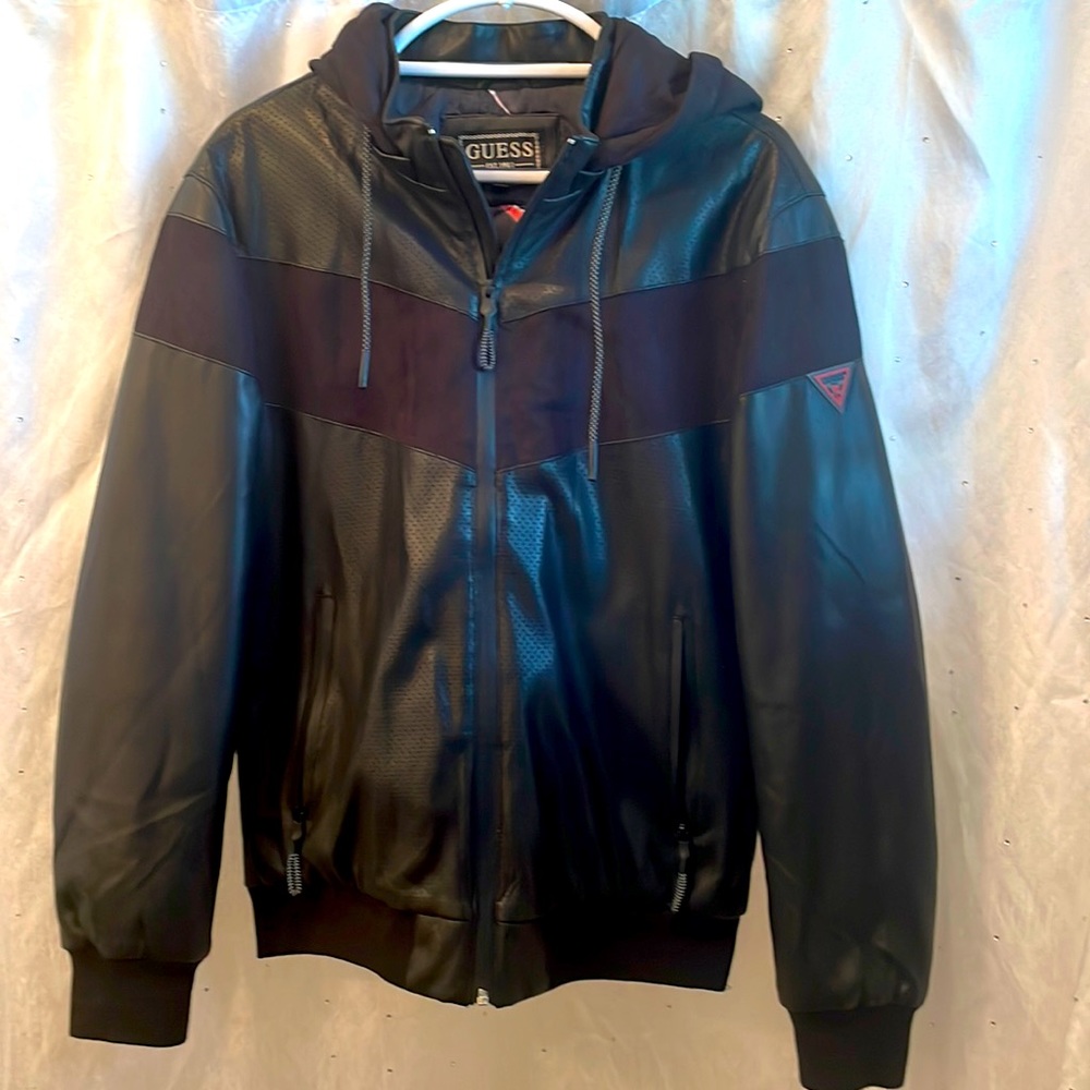 Guess leather black jacket size medium